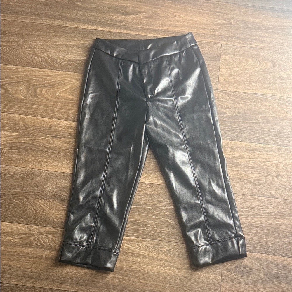 Black Faux Leather capris
